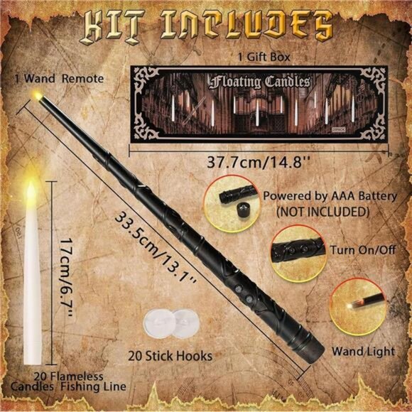 20PCS Floating LED Candles with Wand - Flickering Warm Light - Picture 4 of 7